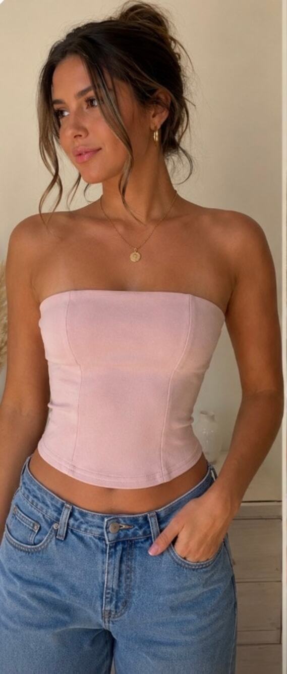 Cute pink boohoo tube top